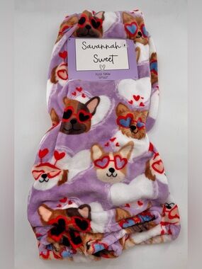 Savannah Sweet Plush Throw Blanket Dogs 50” x 60” NEW Corgi Frenchie Valentines